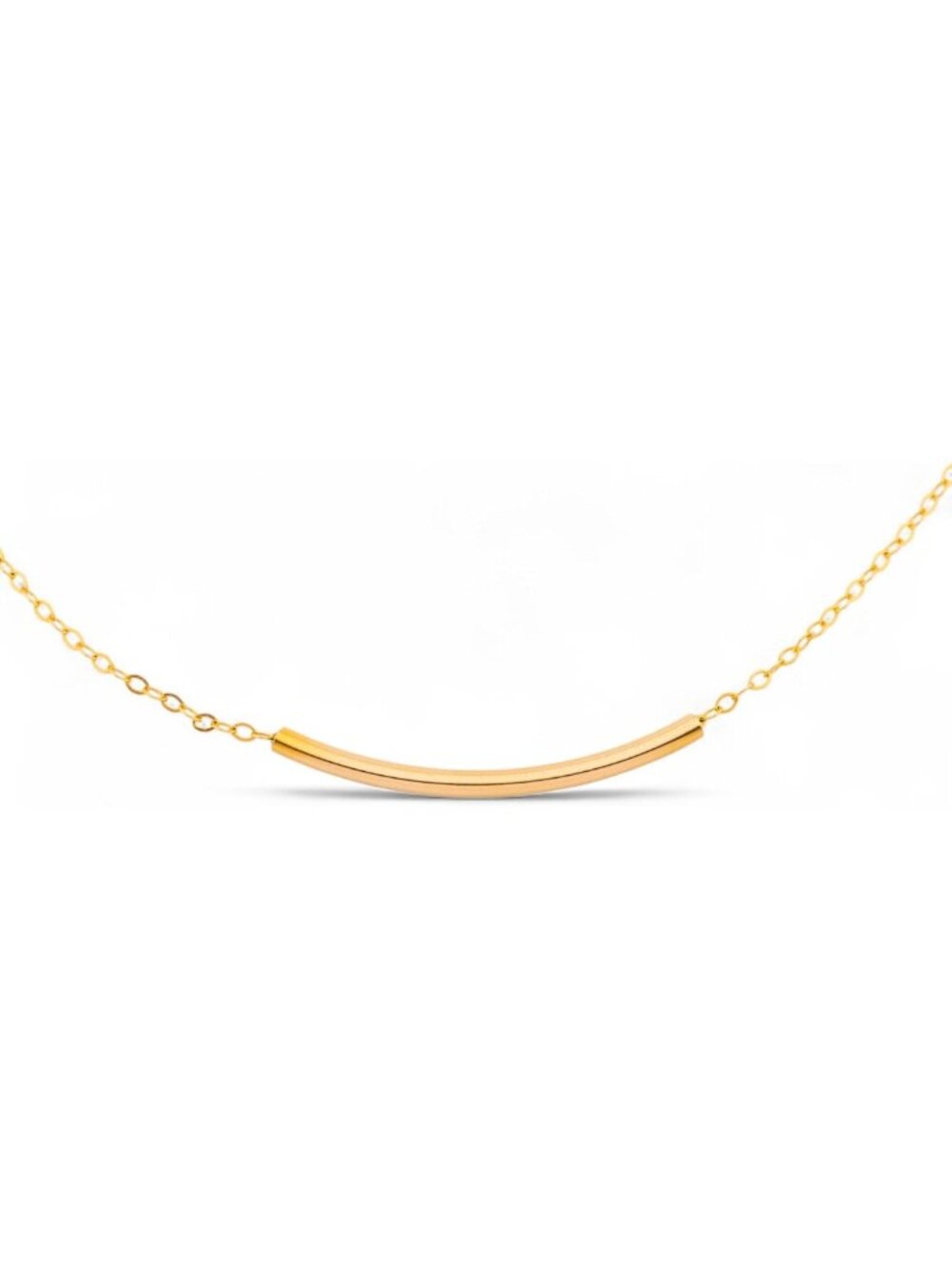Delicate Thin Curved Bar Necklace - Minimalist Layering Jewelry in Gold & Silver